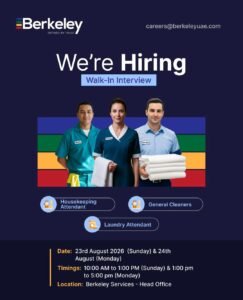 Berkeley Services Jobs in Dubai – Walk-In Interview August 2026