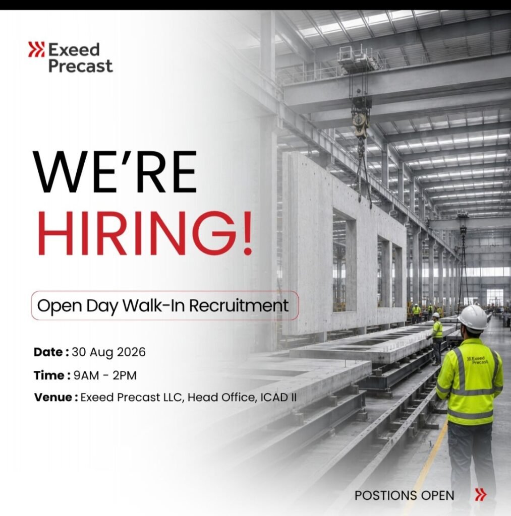 Exeed Precast Walk-In Interview 2026 – Latest Job Vacancies in Abu Dhabi