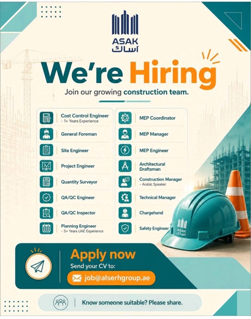 Al Serh Al Kabeer Construction LLC Jobs in UAE 2026 – Multiple Vacancies 1 Al Serh Al Kabeer Construction LLC Jobs in UAE 2026 – Multiple Vacancies