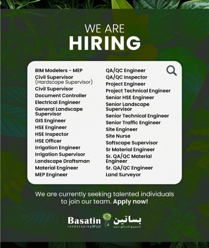 Basatin Landscaping SPLLC Jobs – Open Day & Walk-In Interview 2026 1 Basatin Landscaping SPLLC Jobs – Open Day & Walk-In Interview 2026