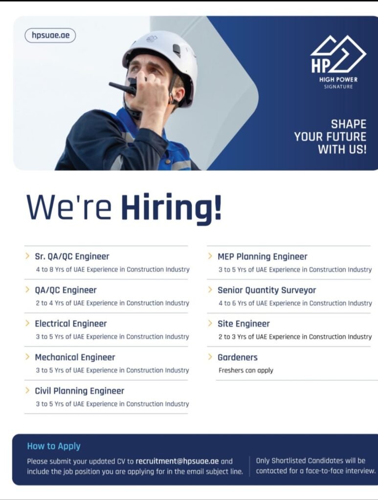 High Power Signature LLC Jobs 2026 – Engineering & Construction Vacancies in UAE