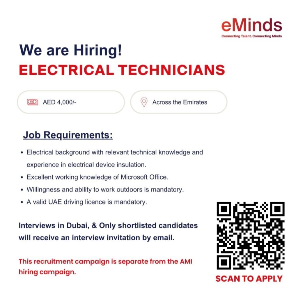 eMinds (Etisalat Services Holding ) Electrical Technician Jobs in UAE – Apply Now