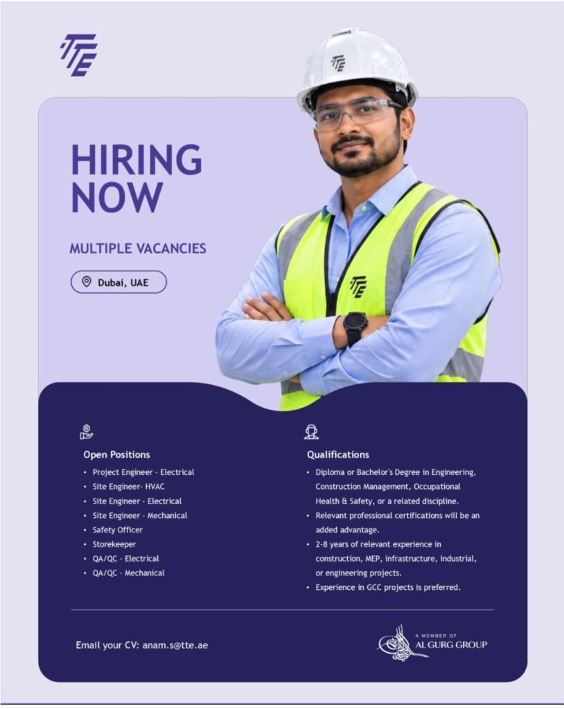 TTE Careers Dubai: Latest Job Vacancies for Engineers and Technical Professionals 1 TTE Careers Dubai: Latest Job Vacancies for Engineers and Technical Professionals