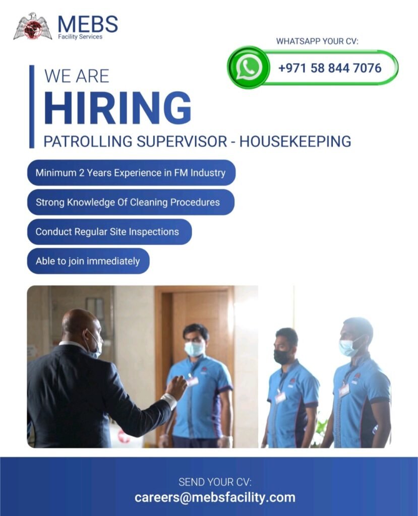 MEBS Facility Services Is Hiring in Dubai: Patrolling Supervisor, Heavy Bus Driver & CCTV Operator Roles 3 MEBS Facility Services