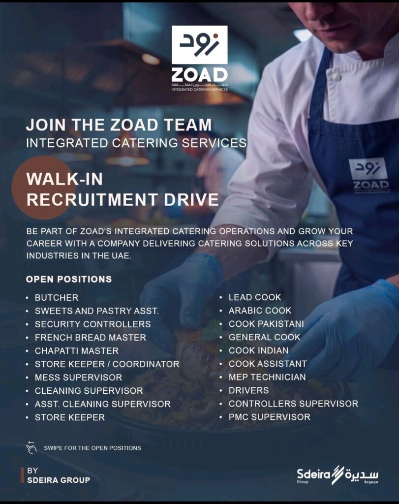 ZOAD Catering Walk-In Interview 2026 in UAE | Latest Catering Jobs in Abu Dhabi 1 ZOAD Catering