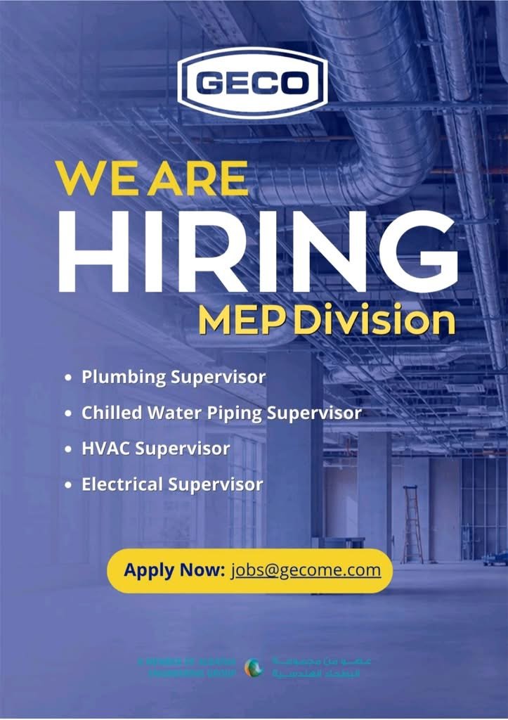 GECO MEP Division Jobs in UAE 2026 – Apply for Supervisor Vacancies