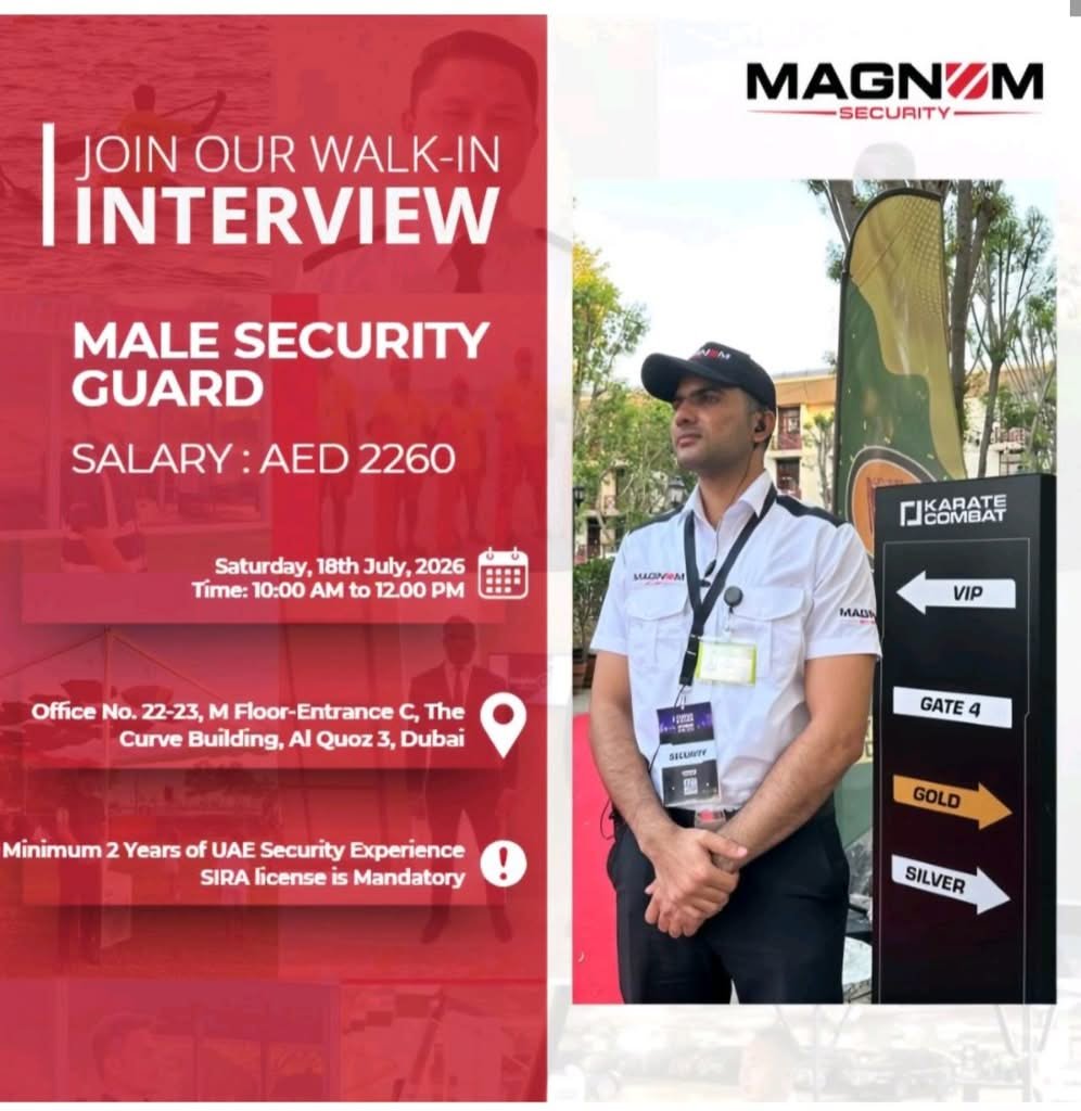 Magnum Security Walk-In Interview 2026 for Security Guard Jobs in Dubai