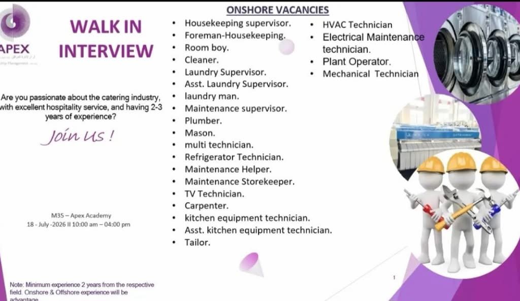 APEX Facility Management LLC Walk-In Interview 2026 – Latest Job Vacancies in UAE