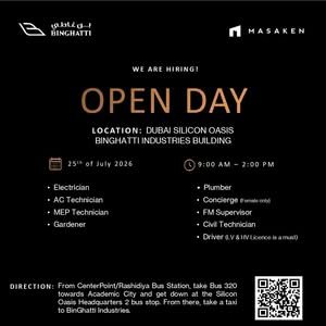 Binghatti Industries Open Day Walk-In Interview 2026 – Facility Management Jobs in Dubai 1 Binghatti Industries Open Day Walk-In Interview 2026 – Facility Management Jobs in Dubai