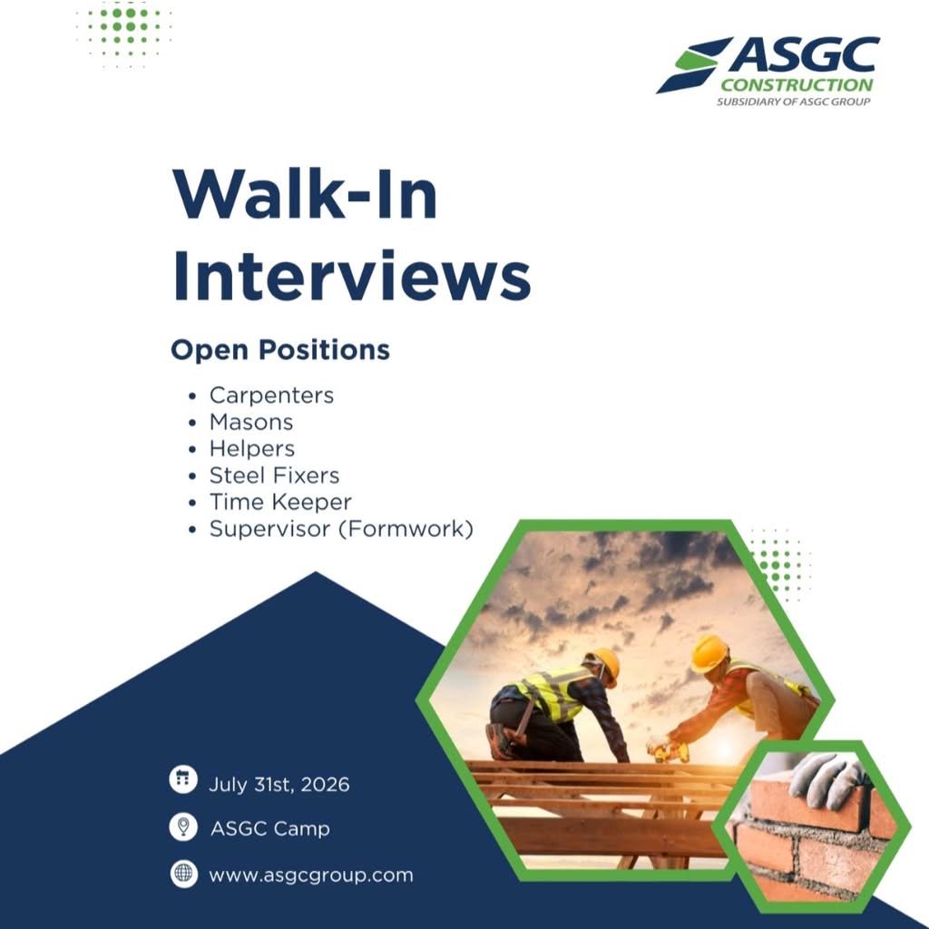 ASGC Construction Walk-In Interview 2026 – Apply for Carpenters, Masons, Steel Fixers & More 1 ASGC Construction Walk-In Interview 2026 – Apply for Carpenters, Masons, Steel Fixers & More