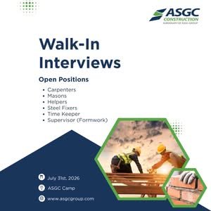 ASGC Construction Walk-In Interview 2026 – Apply for Carpenters, Masons, Steel Fixers & More 1 ASGC Construction Walk-In Interview 2026 – Apply for Carpenters, Masons, Steel Fixers & More