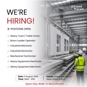 Exeed Precast Walk-In Interview 2026 – Exeed Precast LLC Hiring Multiple Technical Positions 1 Exeed Precast Walk-In Interview 2026 – Exeed Precast LLC Hiring Multiple Technical Positions