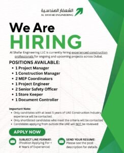 Al Shafar Engineering LLC Jobs 2026 – Construction Vacancies in Dubai