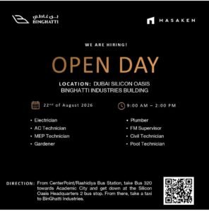Binghatti Industries Open Day Walk-In Interview 2026 – Facility Management Jobs in Dubai