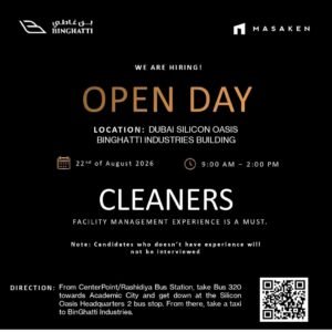 Binghatti Masaken Cleaners Walk-In Interview 2026 in Dubai – Open Day Hiring