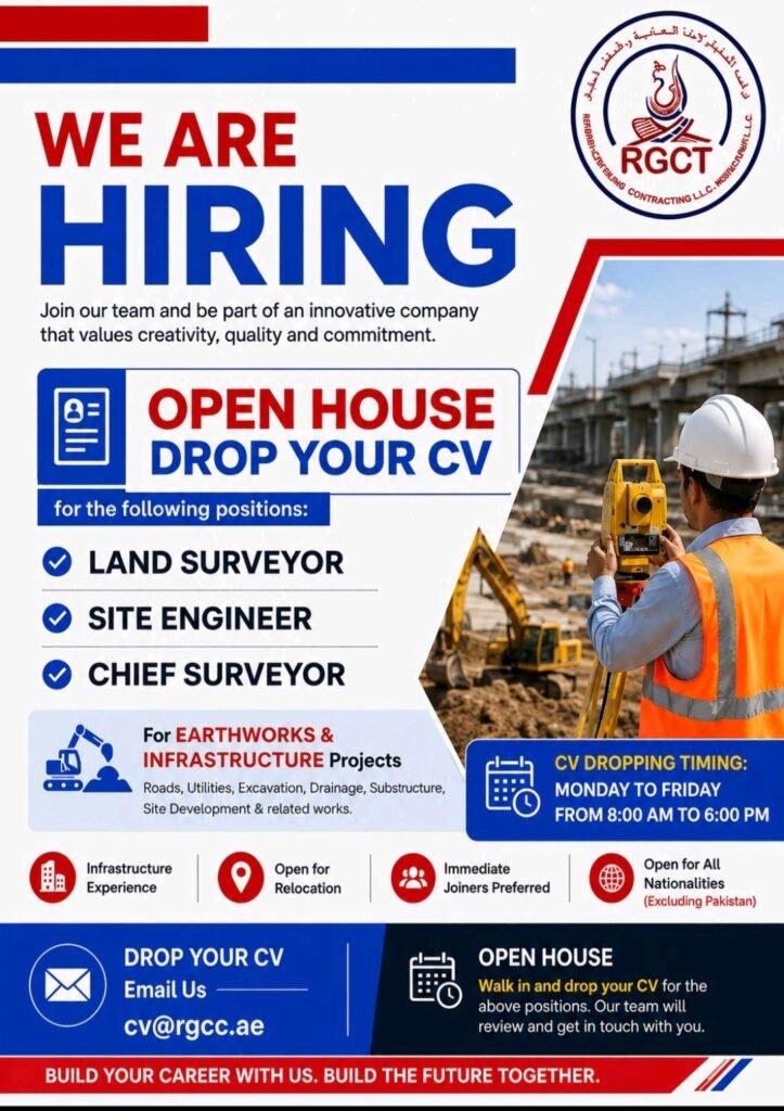 RGCT Jobs 2026 – Land Surveyor, Site Engineer & Chief Surveyor Vacancies in UAE