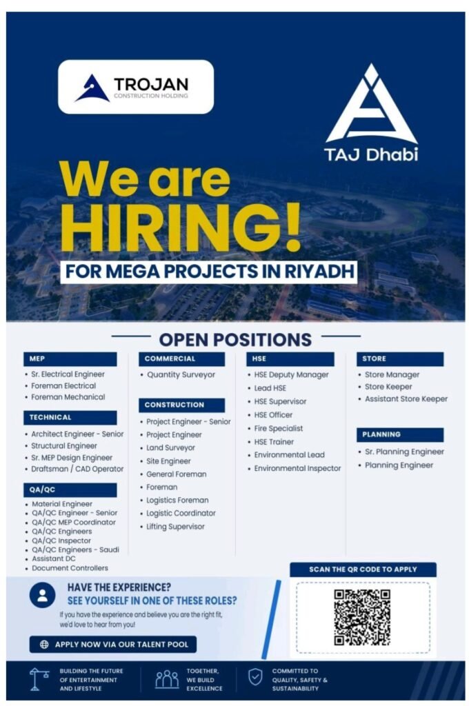 Taj Dhabi Careers: Mega Project Jobs in Riyadh, Saudi Arabia