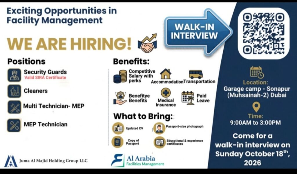 Juma Al Majid Holding Group Walk-In Interview in Dubai – October 2026