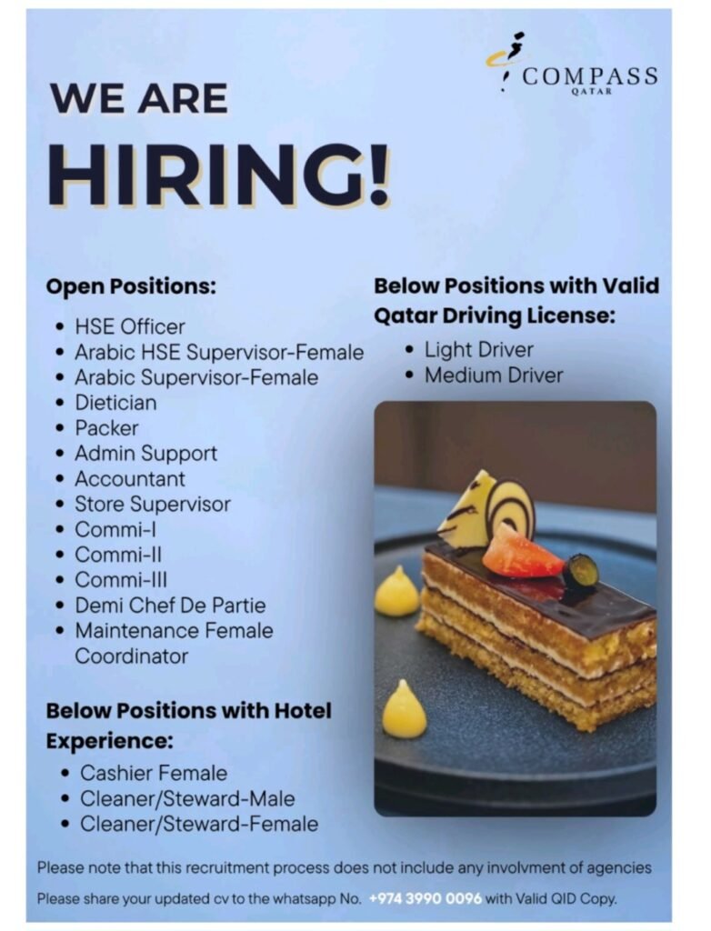 Compass Qatar Careers 2026: Multiple Job Vacancies in Qatar 1 Compass Qatar