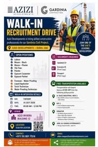Azizi Developments Walk-In Interview 2026 – Gardinia Contracting Construction Jobs in Dubai