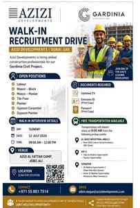 .Azizi Developments Walk-In Interview 2026