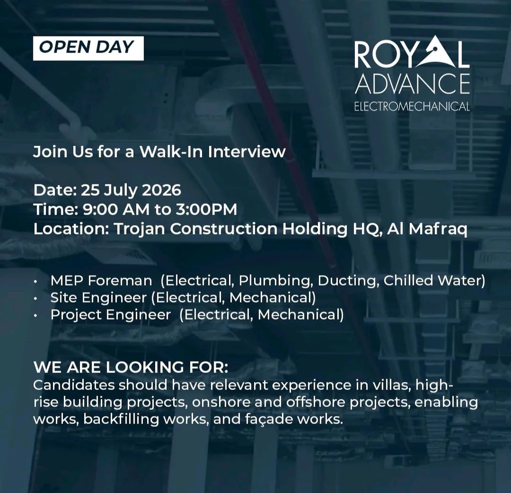Royal Advance Electromechanical Walk-In Interview 2026