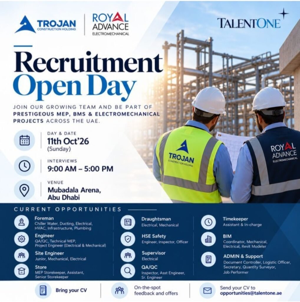 Royal Advance Electromechanical Recruitment Open Day 2026 in Abu Dhabi – Latest UAE Jobs 1 Royal Advance Electromechanical Recruitment Open Day 2026 in Abu Dhabi – Latest UAE Jobs