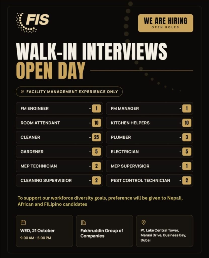 Fakhruddin Group Walk-In Interview 2026 | Construction & Facility Management Jobs in Dubai