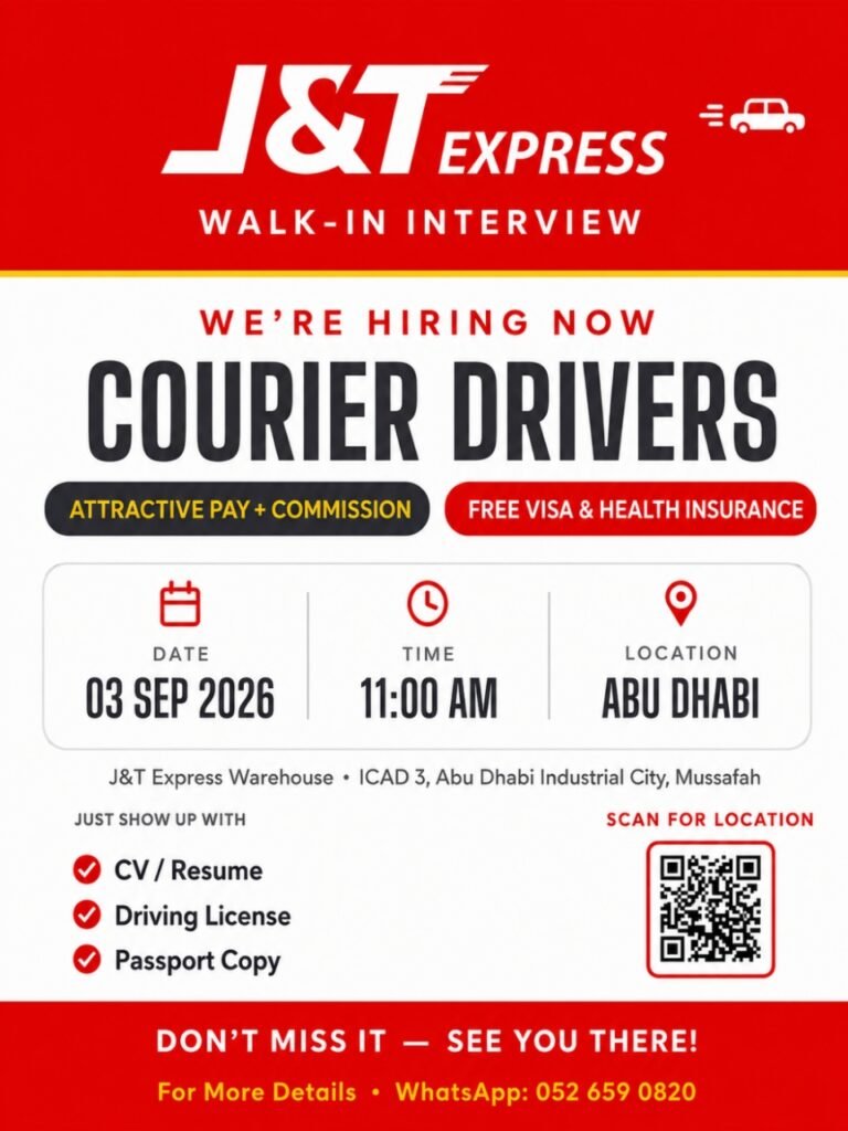 J&T Express Courier Drivers Jobs in Abu Dhabi – Walk-In Interview 2026 1 J&T Express