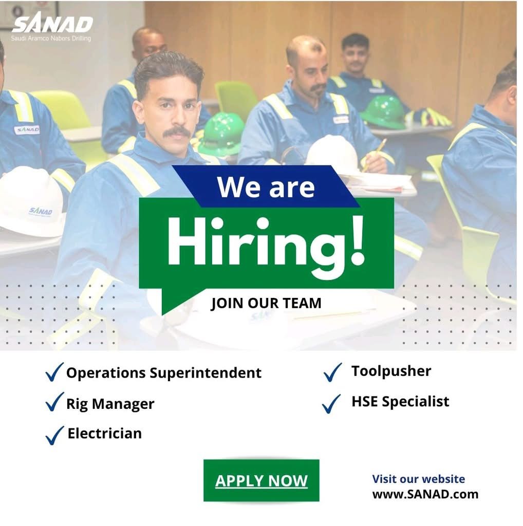 SANAD (Saudi Aramco Nabors Drilling) Careers 2026 – Latest SANAD Job Vacancies in Saudi Arabia | Apply Online 1 SANAD Careers