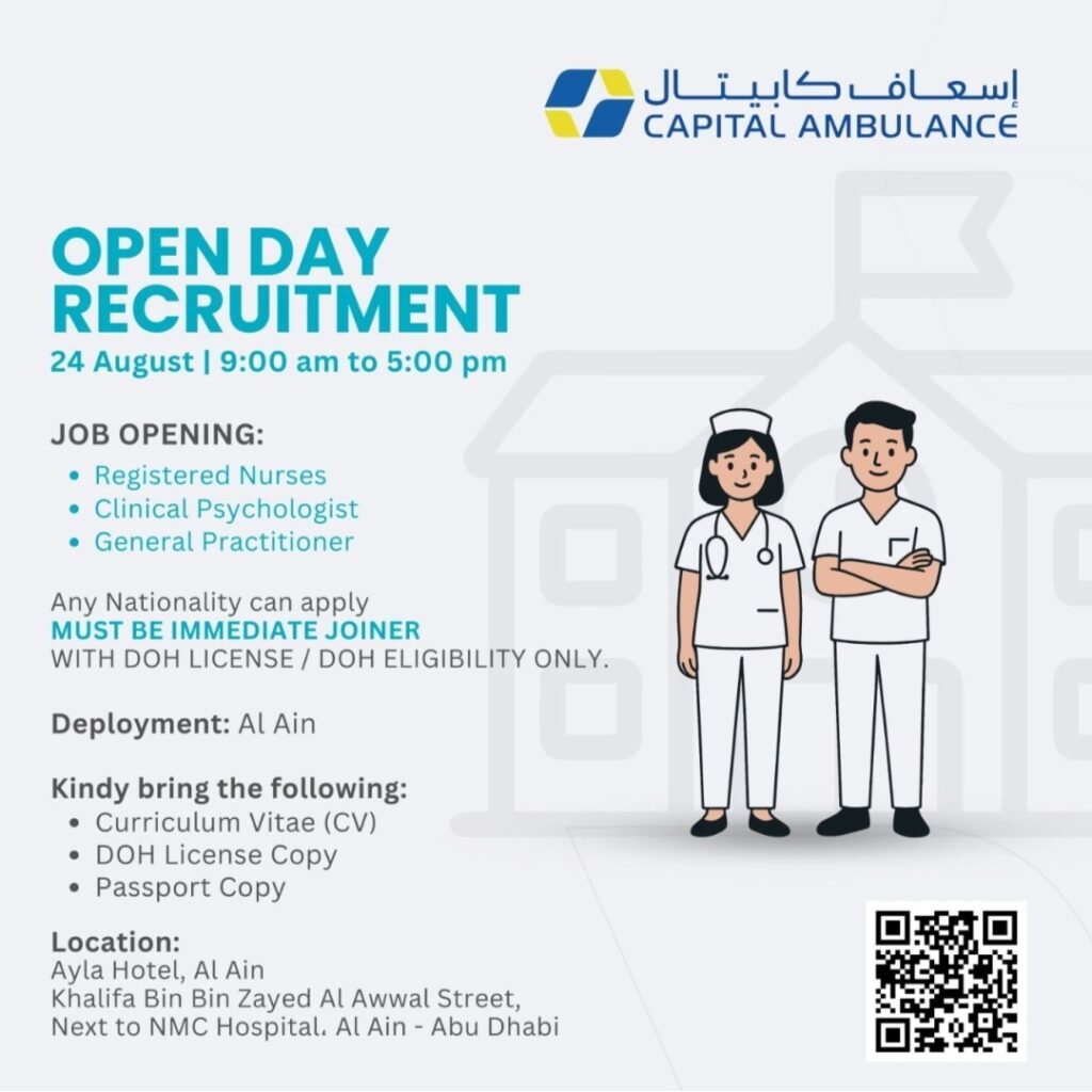 Capital Ambulance Open Day Recruitment 2026 – Healthcare Jobs in Al Ain 1 Capital Ambulance