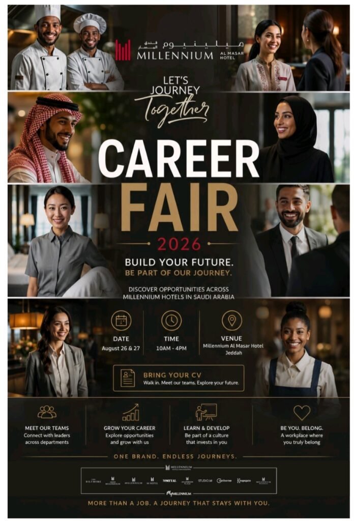Millennium Al Masar Hotel Jobs 2026 – Open Career Day in Jeddah 1 Millennium Al Masar Hotel