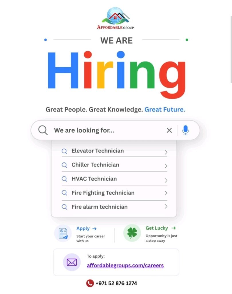 Affordable Group of Companies Dubai Jobs 2026 – Technical Vacancies 1 Affordable Group of Companies Dubai Jobs 2026 – Technical Vacancies