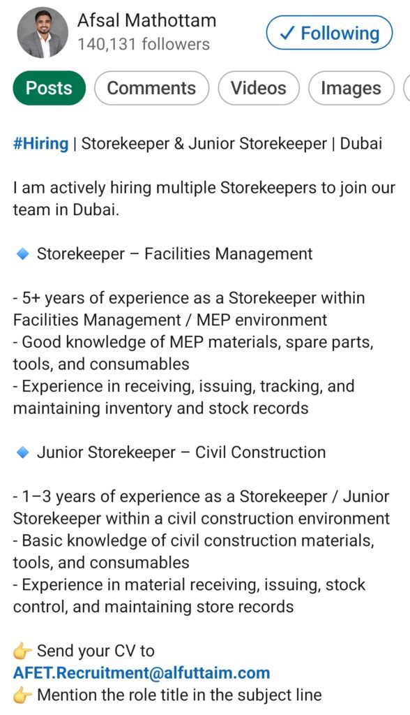 Al-Futtaim Facilities Management Jobs 2026 – FM Engineer, FM Supervisor & Storekeeper 1 Al-Futtaim Facilities Management
