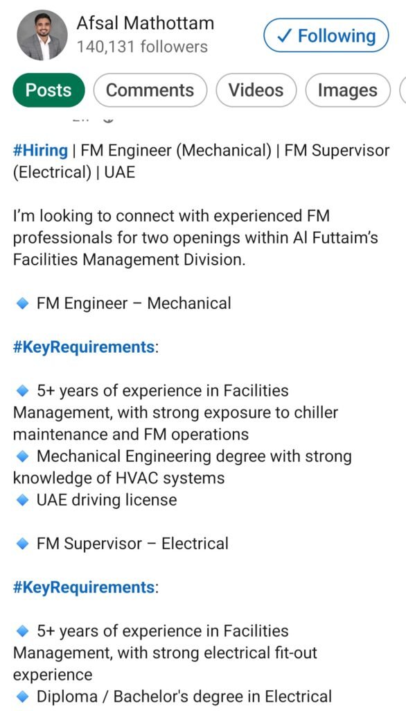 Al-Futtaim Facilities Management Jobs 2026 – FM Engineer, FM Supervisor & Storekeeper 2 Al-Futtaim Facilities Management