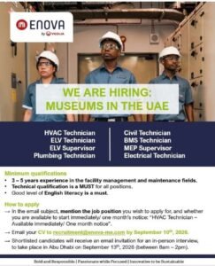 Enova by Veolia Jobs in UAE 2026 – Museums Hiring for Technicians & Supervisors 1 Enova by Veolia Jobs in UAE 2026 – Museums Hiring for Technicians & Supervisors
