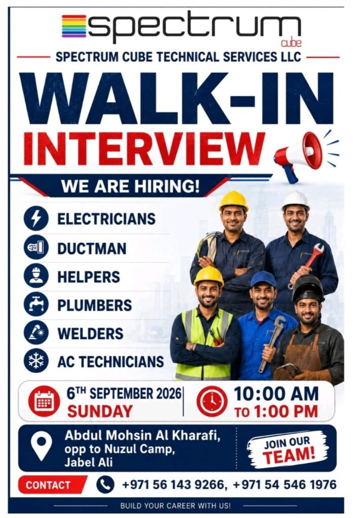 Spectrum Cube Technical Services LLC Walk-In Interview in Dubai – Hiring Now 1 Spectrum Cube Technical Services LLC