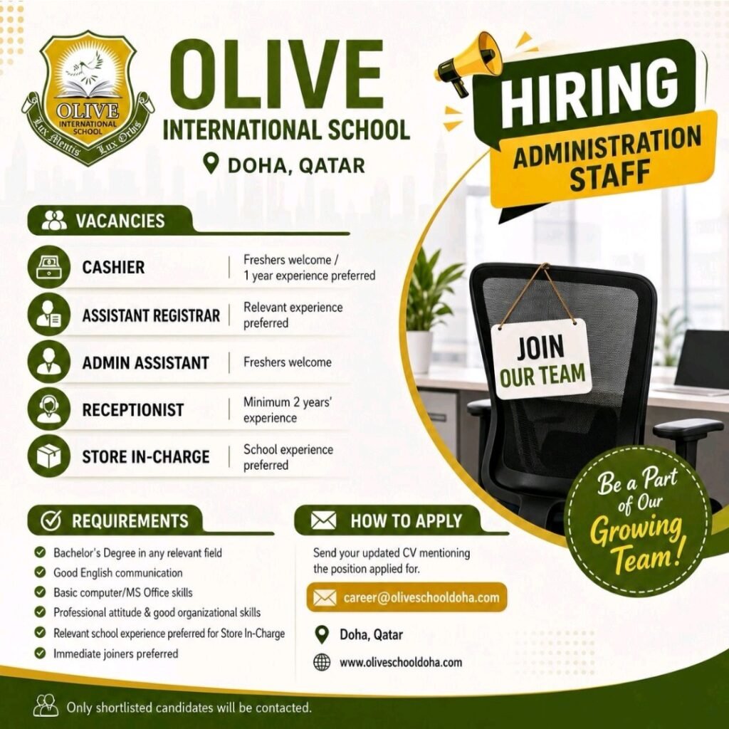 Olive International School Doha Jobs 2026 – Latest Vacancies 2 Olive International School