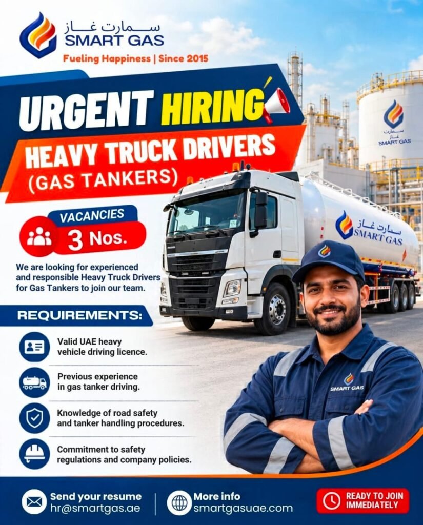 Smart Gas Services LLC Careers 2026: Heavy Truck Driver, Sales Executive, Technician & PRO Jobs in Dubai 1 Smart Gas Services