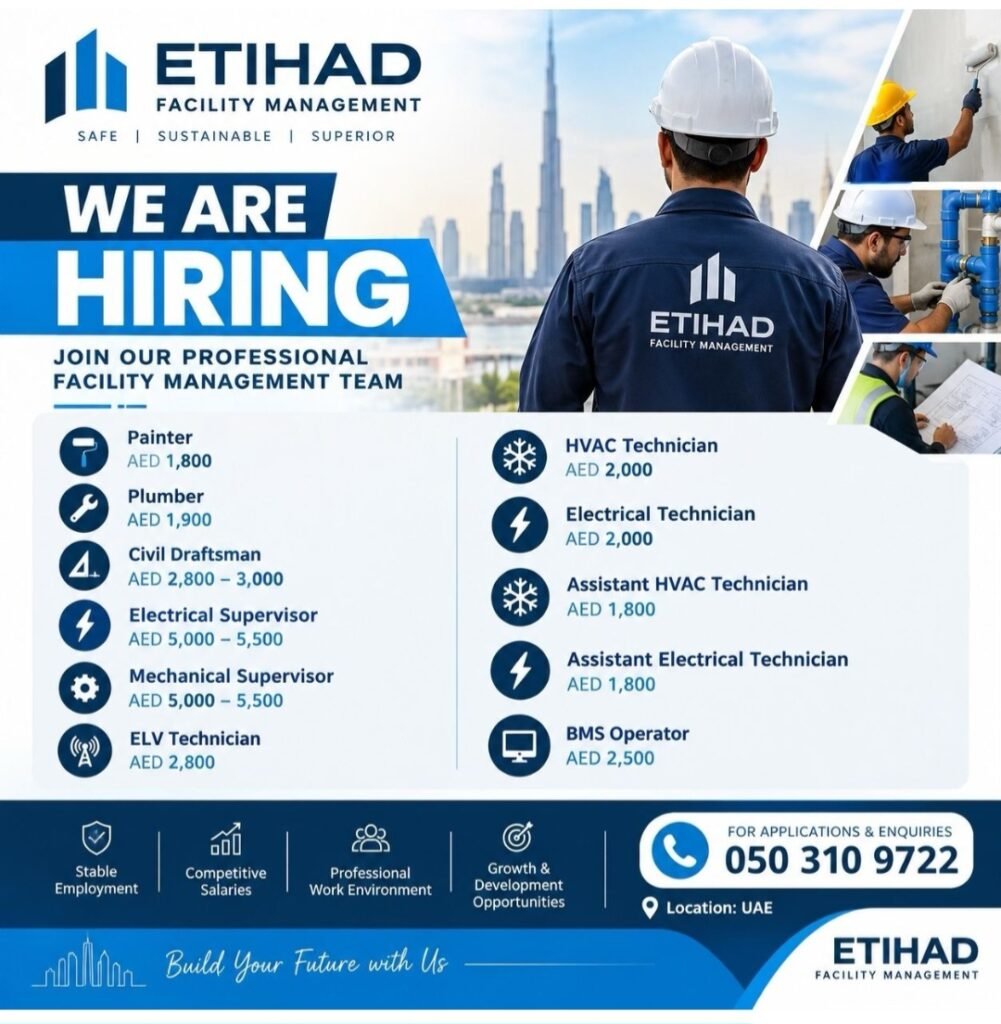Etihad Facility Management Jobs in UAE – Latest Vacancies 1 Etihad Facility Management Jobs in UAE – Latest Vacancies
