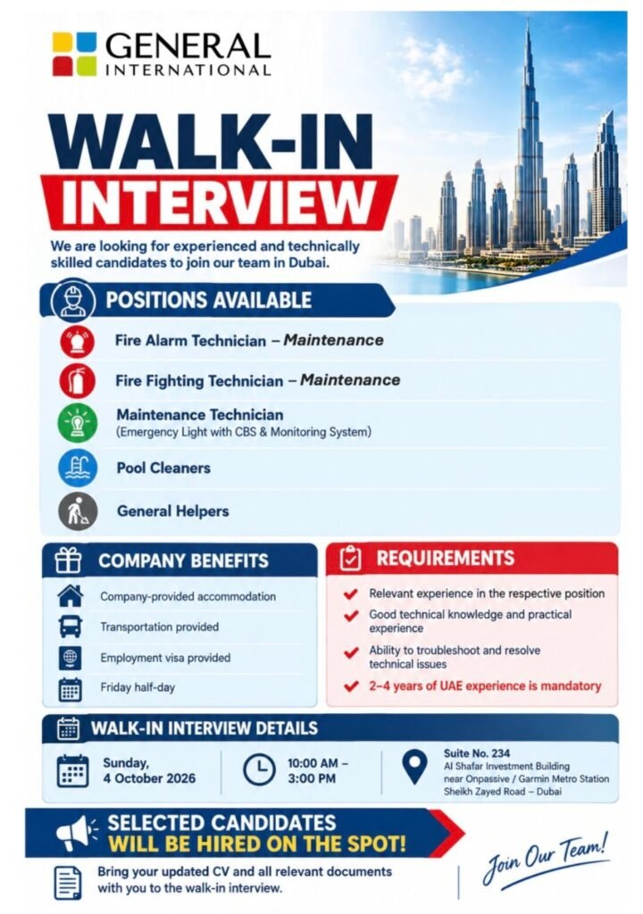 General International Group Jobs in Dubai – Walk-In Interview October 2026 1 General International Group