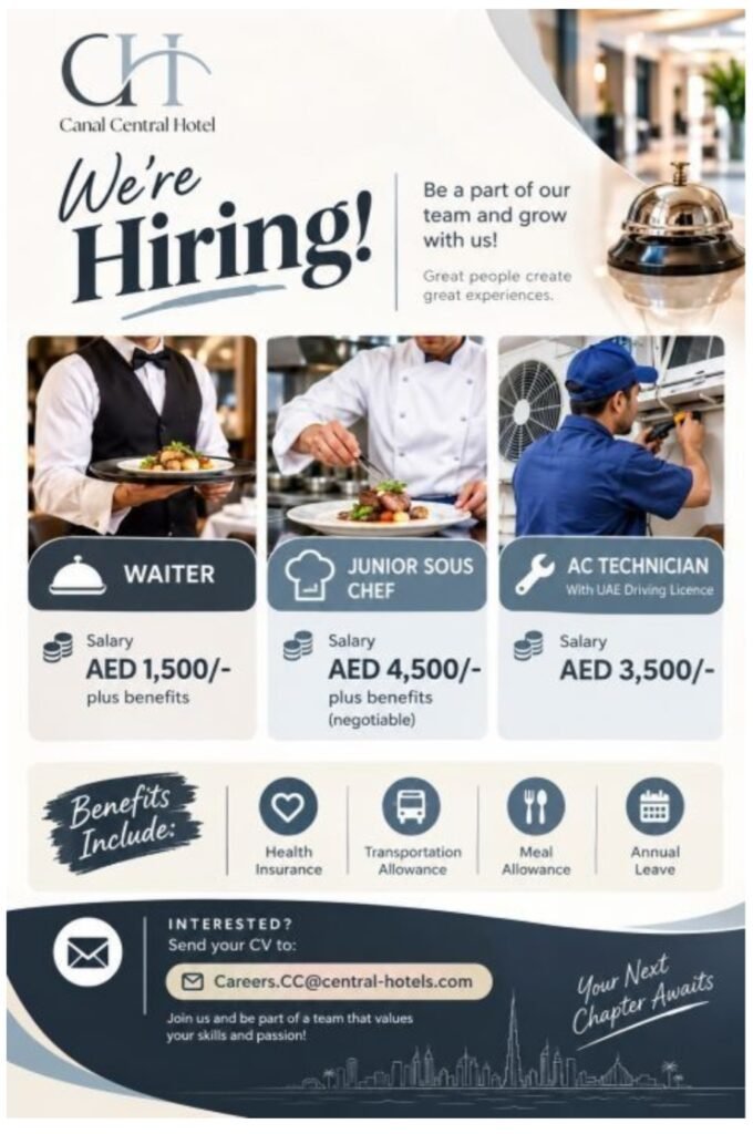 Canal Central Hotel Careers 2026: Latest Hotel Jobs in Dubai 1 Canal Central Hotel