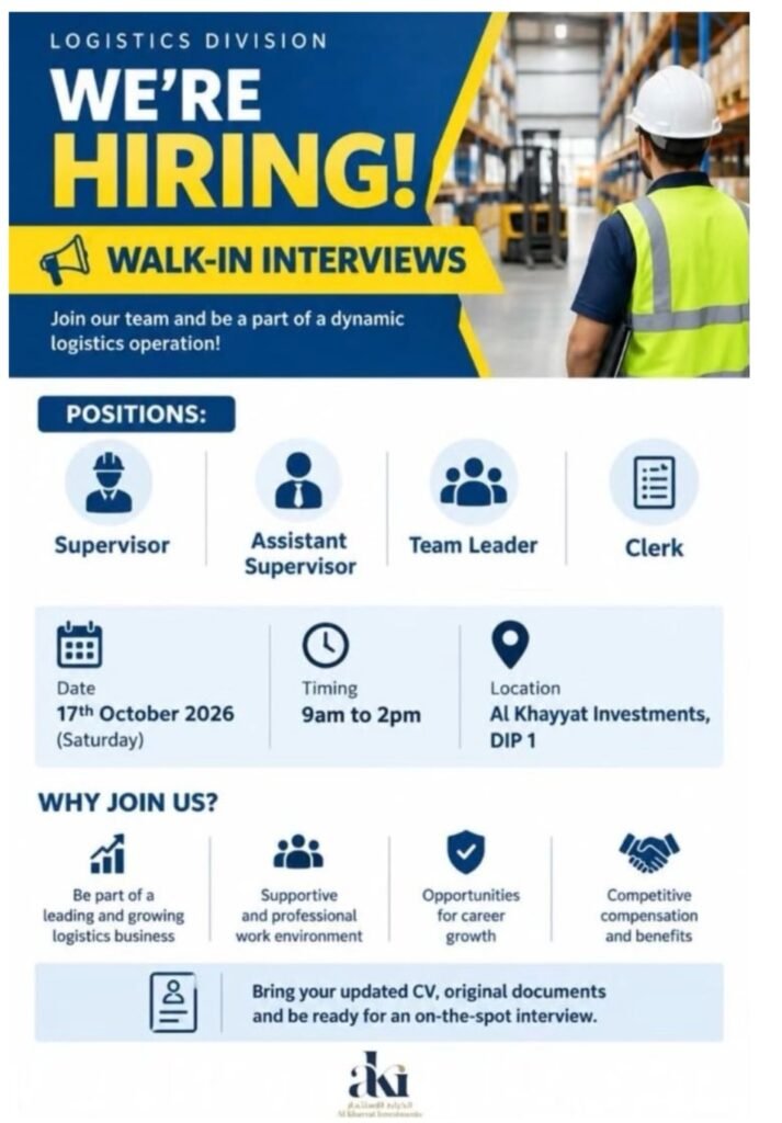 Al Khayyat Investments Walk-In Interview 2026 – Logistics Jobs in Dubai 1 Al Khayyat Investments