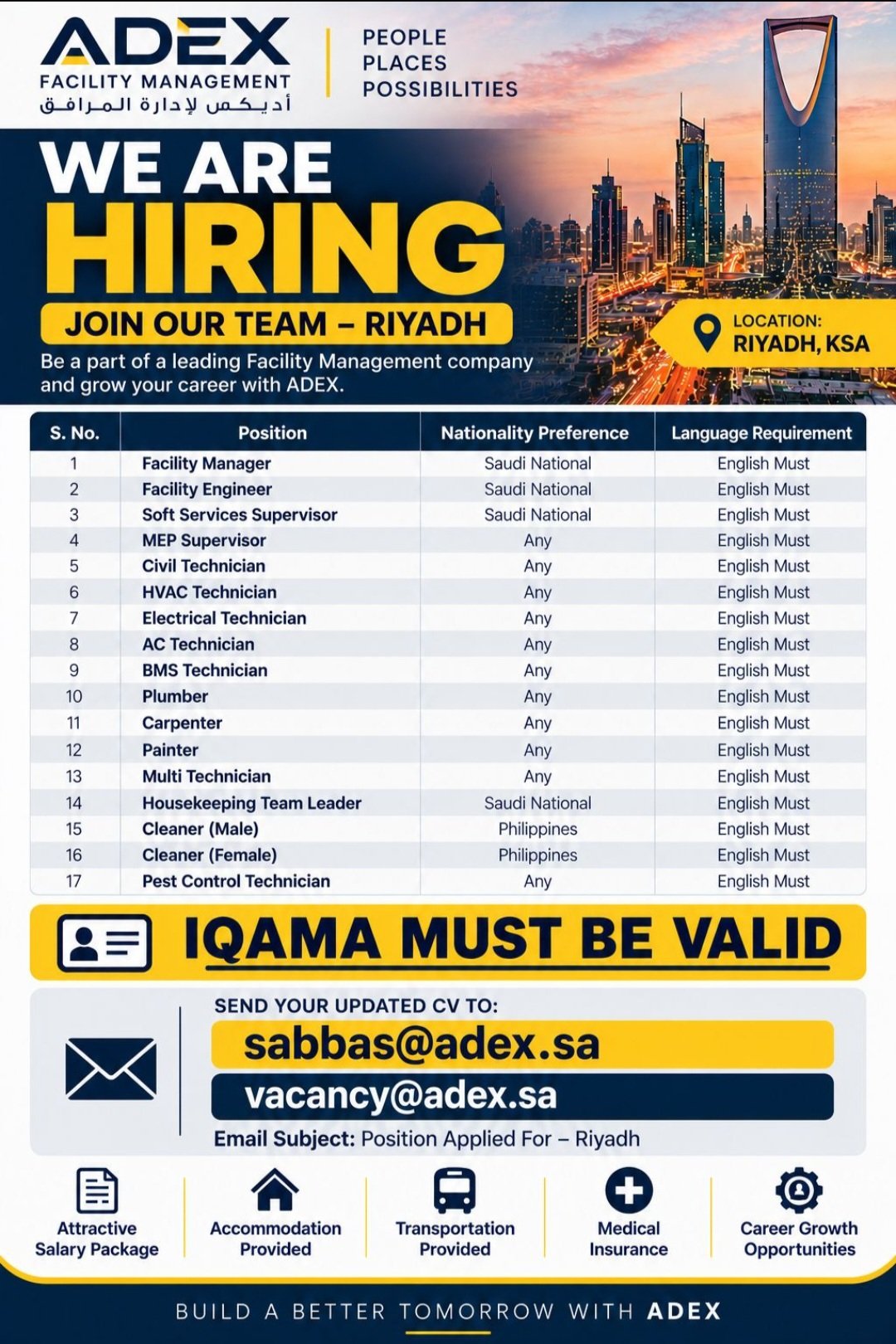 Xyz Notes ADEX Facility Management Jobs In Riyadh, Saudi Arabia – Latest ...