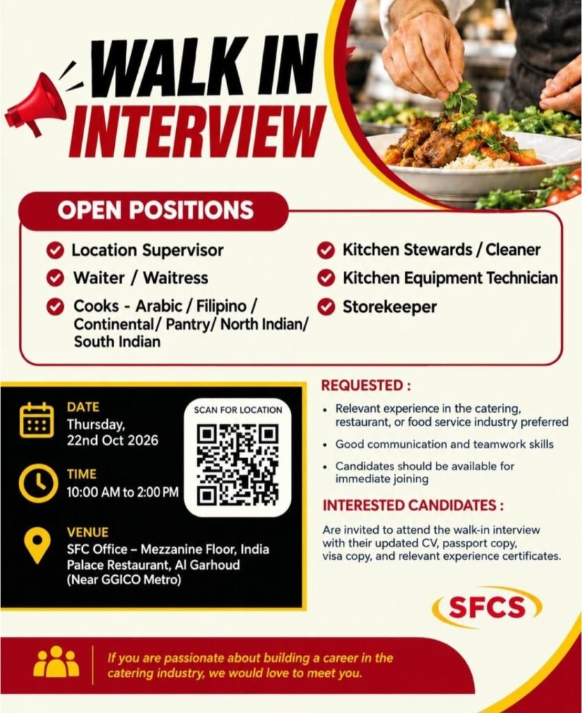 SFC Group LLC Walk-In Interview in Dubai – October 22, 2026 1 SFC Group